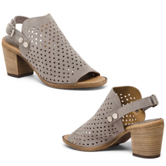 barbara barbieri Shoes - • gray suede perforated mule sandals •